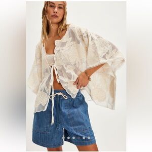 FREE PEOPLE Willow Tie Front Cape NWT